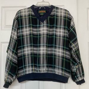 McAdams Scott Golf Silk Blend Classic Plaid Pullover Top Made in Scotland Sz M